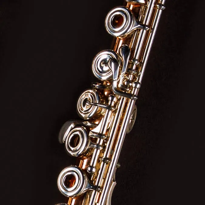 Close-up of the keys of a flute