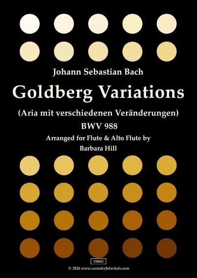 Cover of J.S. Bach's Goldberg Variations BWV 988, arranged for flute and alto flute by Barbara Hill