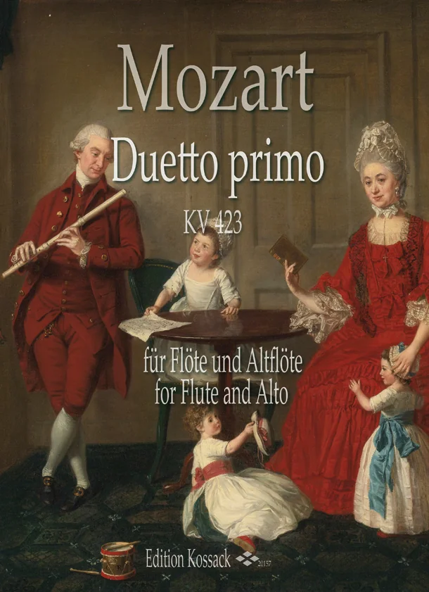 Cover of Mozart's Duetto primo KV 423 for flute and alto flute, published by Edition Kossack