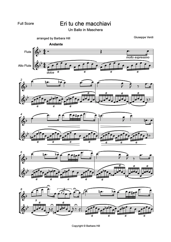 Sample page from the score of Four Operatic Gems
