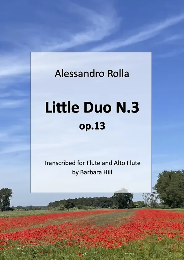 Cover of Rolla's Little Duo No. 3, Opus 13, transcribed for flute and alto flute by Barbara Hill: a field of red poppies under a blue sky